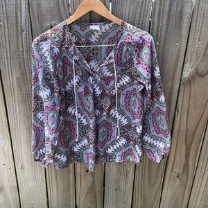 Wrangler Purple Paisley Peasant Top Sz S EUC